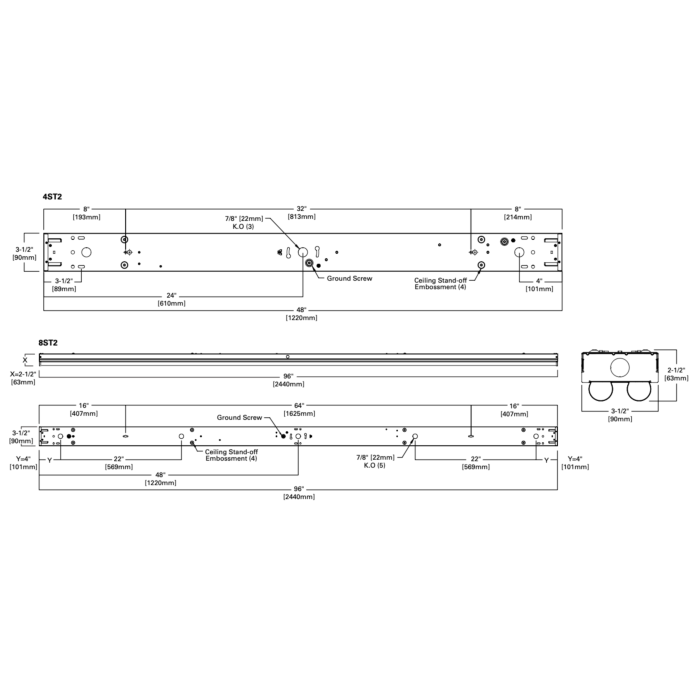 Metalux 2ST2L20SC3 Dimming & CCT selectable 2ft. LED Striplight