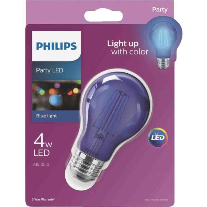 Philips 538231 A19 LED Bulb - 4A19/LED/BLUE/G/E26/ND 6/1BC 120V