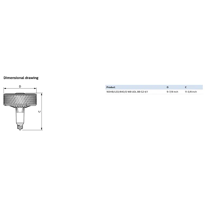Philips 563980 165HB/LED/840/D WB UDL BB G2 4/1 High Bay