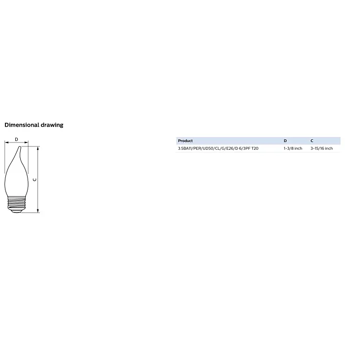 Philips 564948 3.5BA11/PER/UD50/CL/G/E26/D 6/3PF T20 BA11 bulb