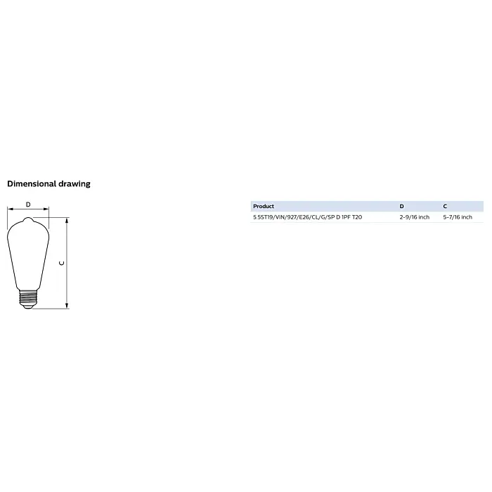 Philips 565838 5.5ST19/VIN/927/E26/CL/G/SP  D 1PF T20 ST19 bulb