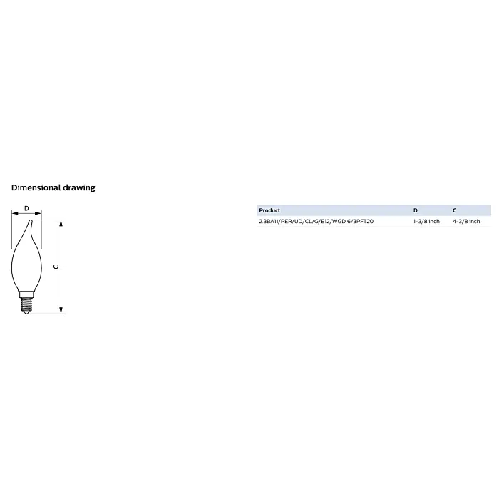 Philips 566653 2.3BA11/PER/UD/CL/G/E12/WGD 6/3PFT20 BA11 bulb