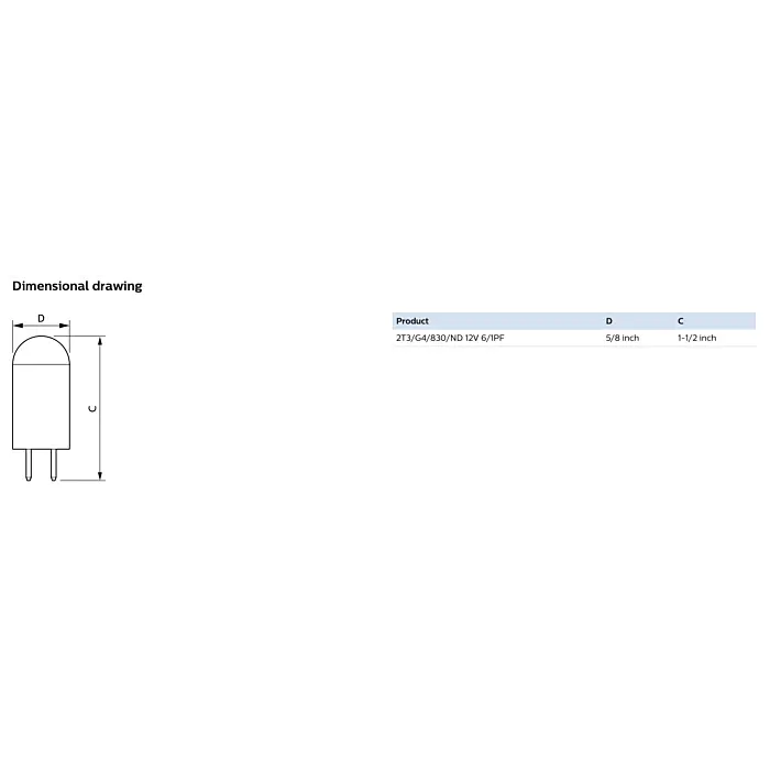 Philips 567198 - 2T3/G4/830/ND 12V LED Capsule Bulb 6/1PF