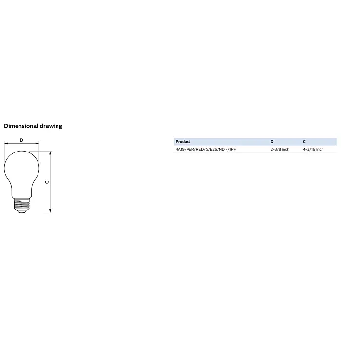 Philips 568832 4A19/PER/RED/G/E26/ND 4/1PF A19 bulb