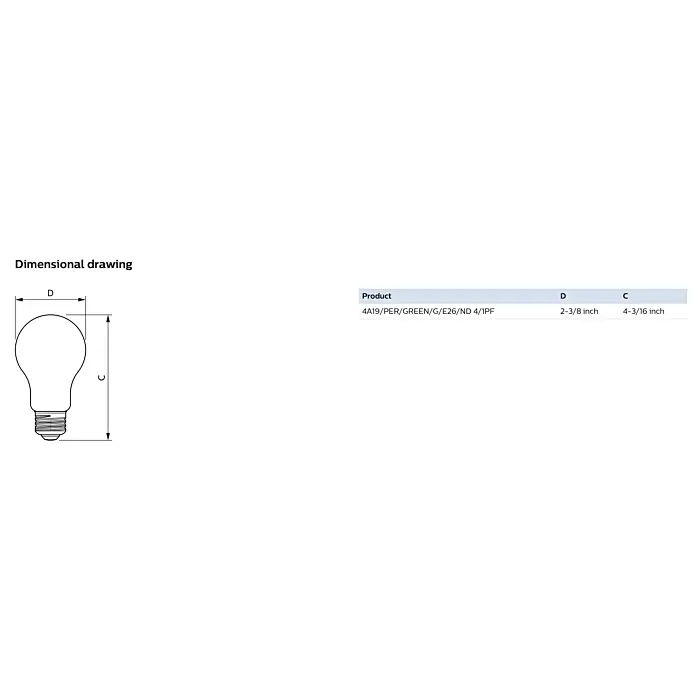 Philips 568873 4A19/PER/GREEN/G/E26/ND 4/1PF A19 bulb