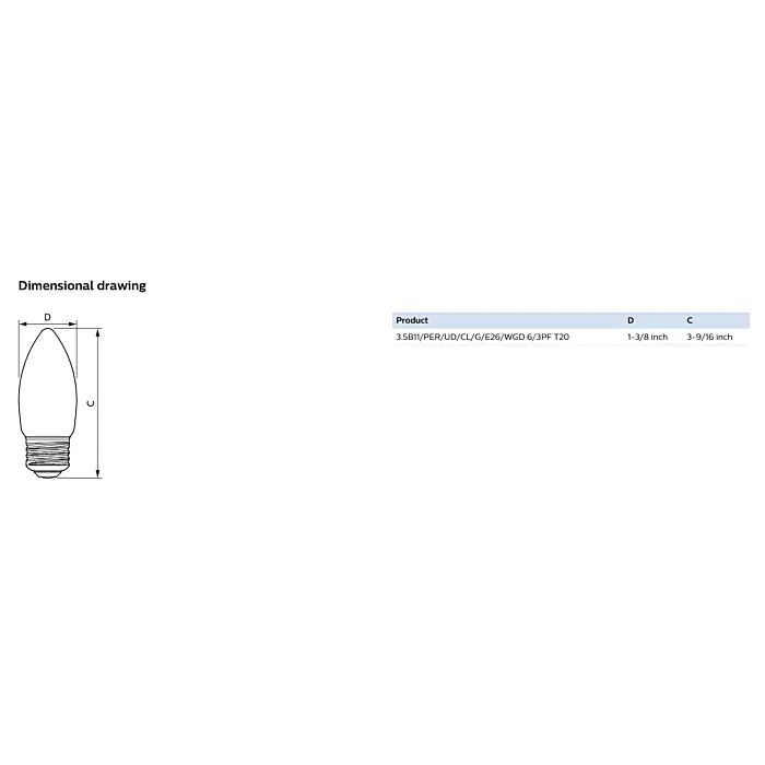 Philips 574392 3.5B11/PER/UD/CL/G/E26/WGD 6/3PF T20 B11 bulb