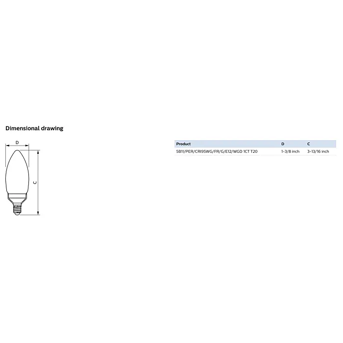 Philips 575191 5B11/PER/CRI95WG/FR/G/E12/WGD 1CT B11 bulb