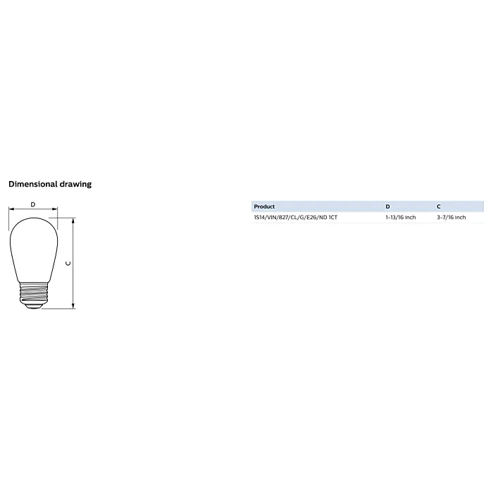 Philips 575209 - 1S14/VIN/827/CL/G/E26/ND 1CT  S14 LED Bulb - *DISCONTINUED*