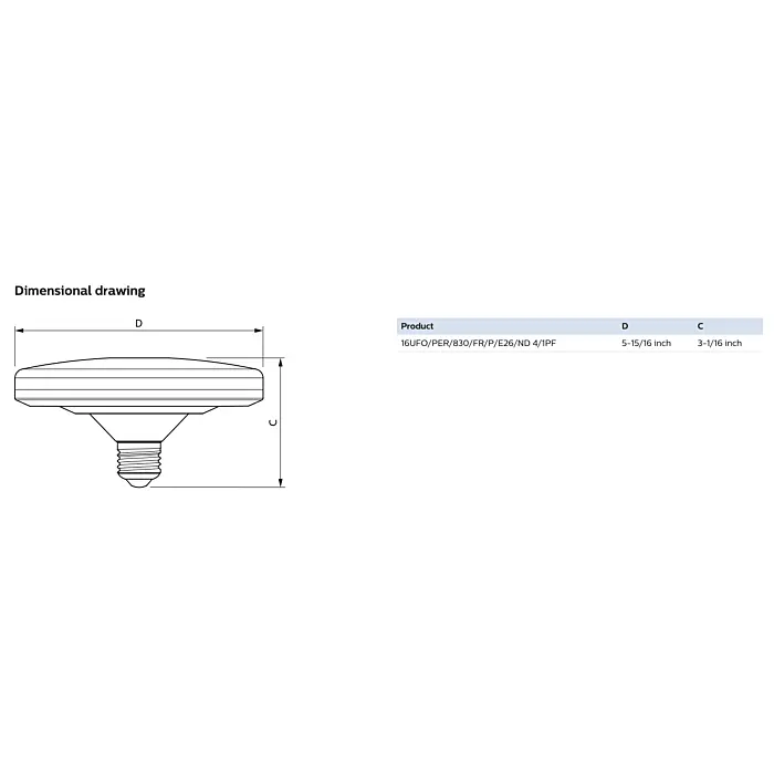 Philips 576990 16UFO/PER/830/FR/P/E26/ND 4/1PF UFO