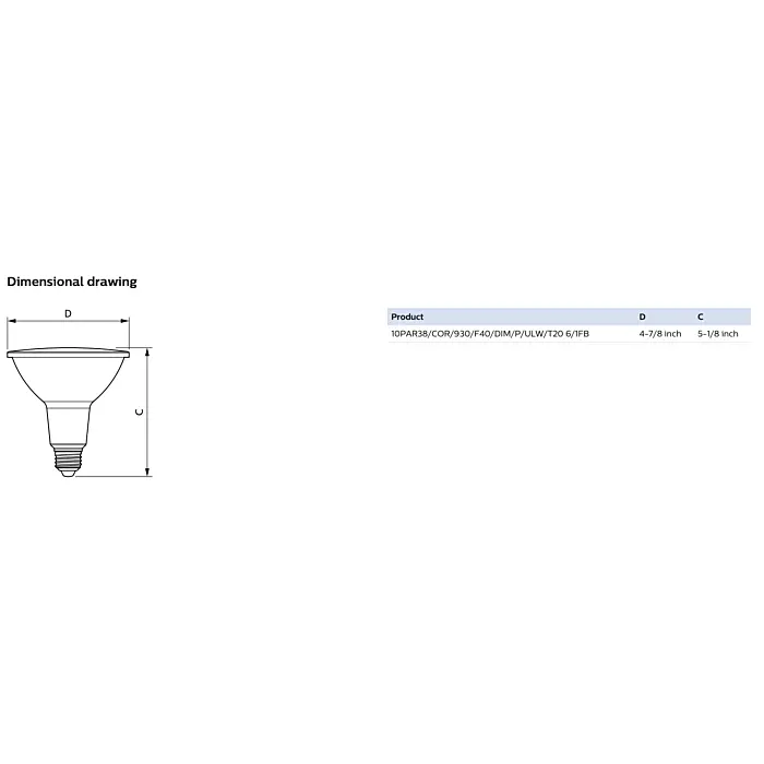 Philips 586248 10PAR38/COR/930/F40/DIM/P/ULW/T20 6/1FB PAR38 bulb