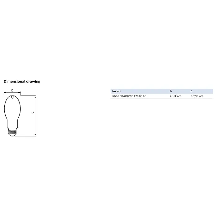 Philips 588137 15GC/LED/830/ND E26 BB 6/1 ED17