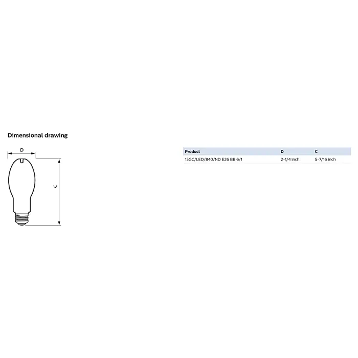 Philips 588145 15GC/LED/840/ND E26 BB 6/1 ED17