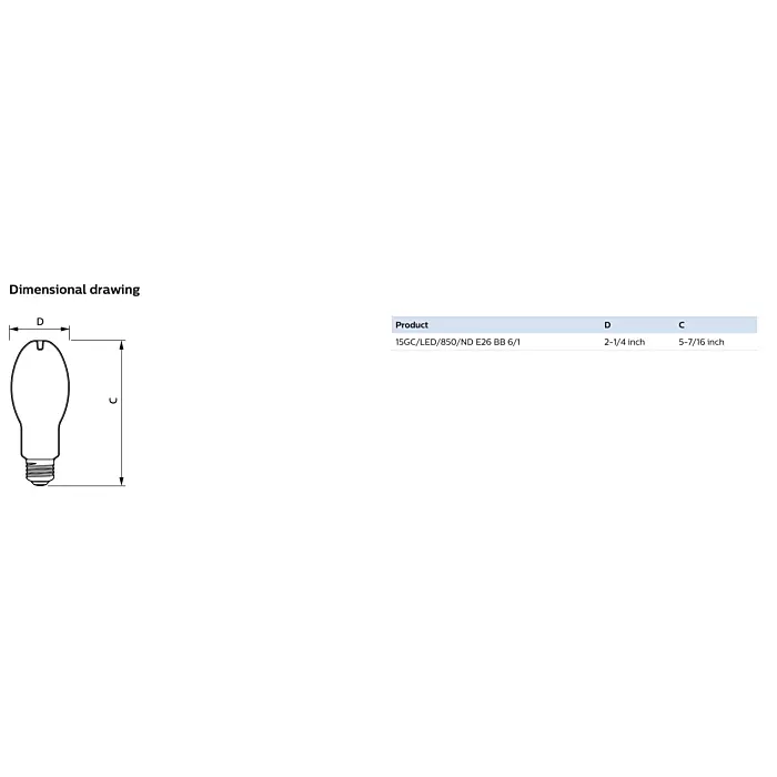 Philips 588152 15GC/LED/850/ND E26 BB 6/1 ED17