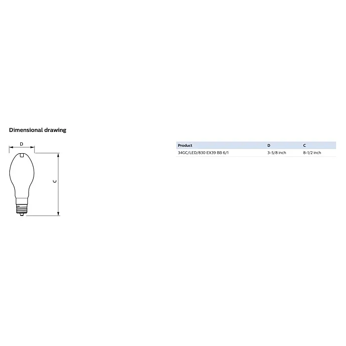 Philips 588194 34GC/LED/830/ND EX39 BB 6/1 ED28