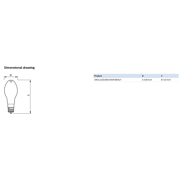 Philips 588210 34GC/LED/850/ND EX39 BB 6/1 ED28