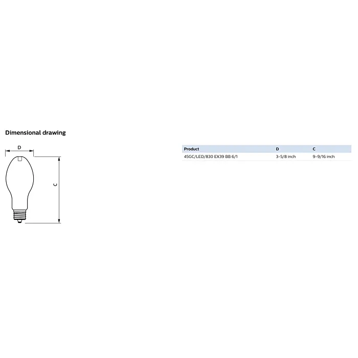 Philips 588228 45GC/LED/830/ND EX39 BB 6/1 ED28