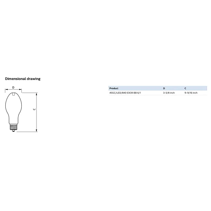 Philips 588236 45GC/LED/840/ND EX39 BB 6/1 ED28