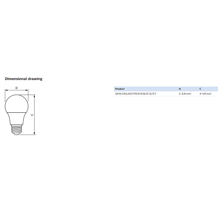 Philips 589663 8.8A19/CNG/830/FR/P/E26/D 12/1CT A19 bulb