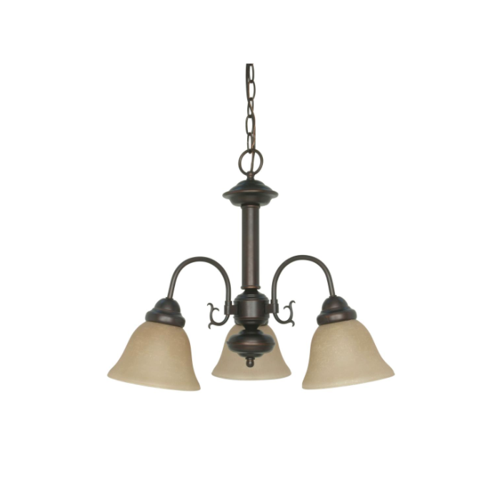 Nuvo 60-1252 Ballerina - 3 Light Chandelier With Champagne Linen Washed Glass - Mahogany Bronze Finish