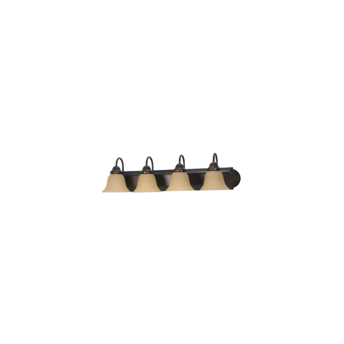Nuvo 60-1266 Ballerina - 4 Light 30" Vanity with Champagne Linen Washed Glass - Mahogany Bronze Finish