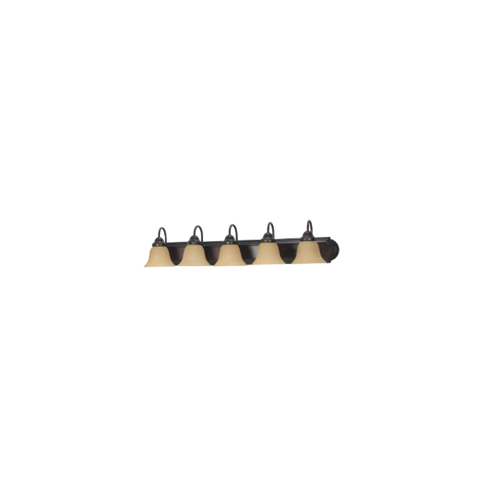 Nuvo 60-1267 Ballerina - 5 Light 36" Vanity with Champagne Linen Washed Glass - Mahogany Bronze Finish