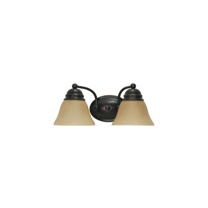 Nuvo 60-1271 Empire - 2 Light 15" Vanity with Champagne Linen Washed Glass - Mahogany Bronze Finish