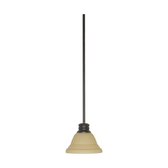Nuvo 60-1277 Empire - 1 Light 7" Mini Pendant with Champagne Linen Wshed Glass - Mahogany Bronze Finish 