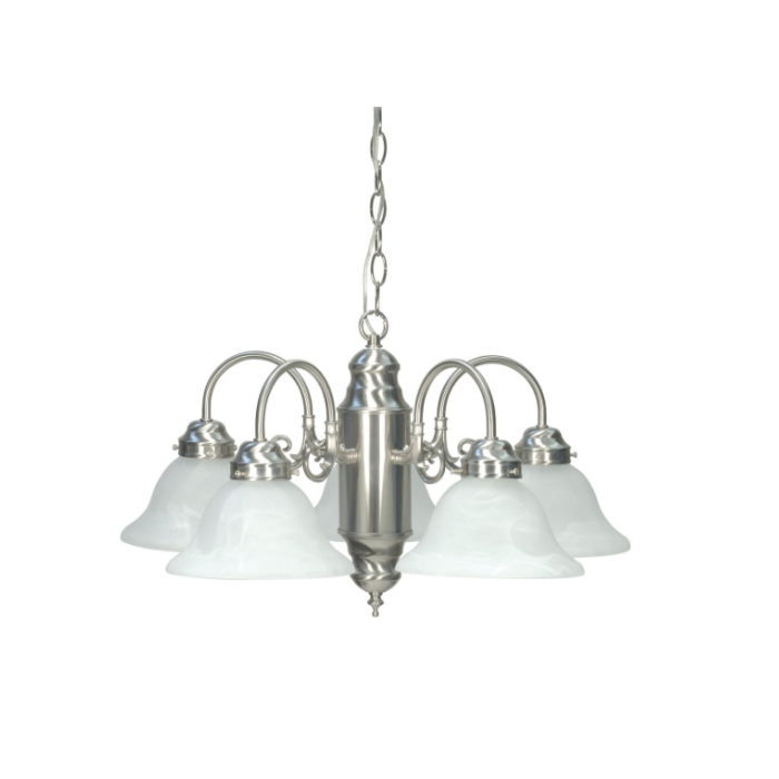 Nuvo 60-1290 5 Light - Chandelier With Alabaster Glass - Brushed Nickel Finish
