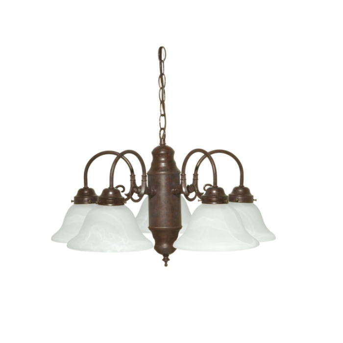 Nuvo 60-1291 5 Light - Chandelier With Alabaster Glass - Old Bronze Finish