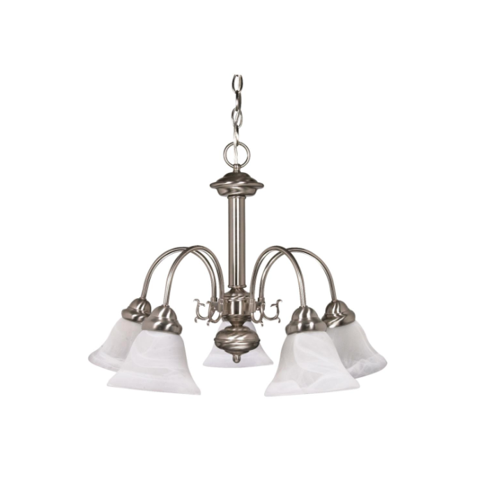 Nuvo 60-181 Ballerina - 5 Light Chandelier With Alabaster Glass - Brushed Nickel Finish