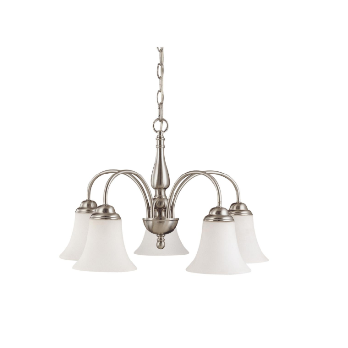 Nuvo 60-1822 Dupont - 5 Light Chandelier With Satin White Glass - Brushed Nickel Finish