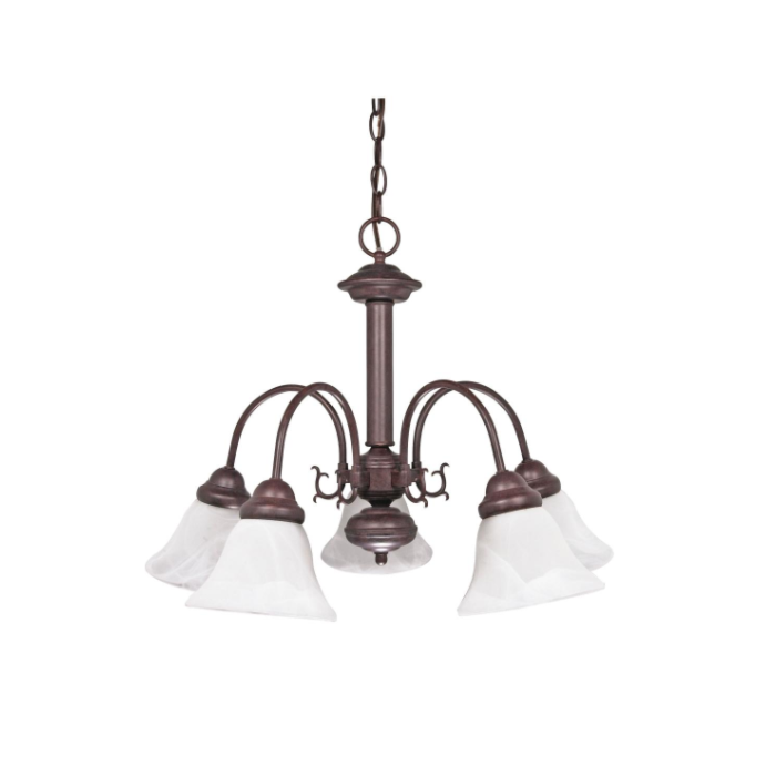 Nuvo 60-183 Ballerina - 5 Light Chandelier With Alabaster Glass - Old Bronze Finish