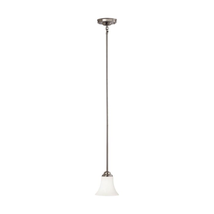 Nuvo 60-1831 Dupont - 1 Light Mini Pendant with Satin White Glass - Brushed Nickel Finish 