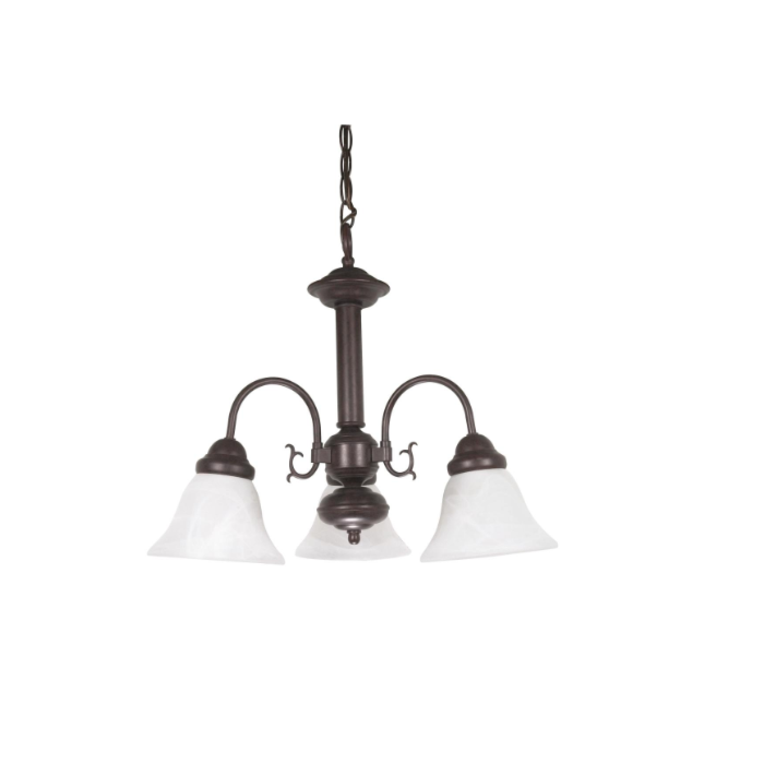 Nuvo 60-184 Ballerina - 3 Light Chandelier With Alabaster Glass - Old Bronze Finish