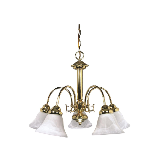 Nuvo 60-185 Ballerina - 5 Light Chandelier With Alabaster Glass - Polished Brass Finish