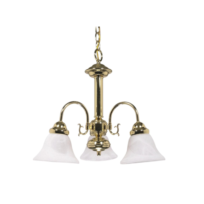 Nuvo 60-186 Ballerina - 3 Light Chandelier With Alabaster Glass - Polished Brass Finish