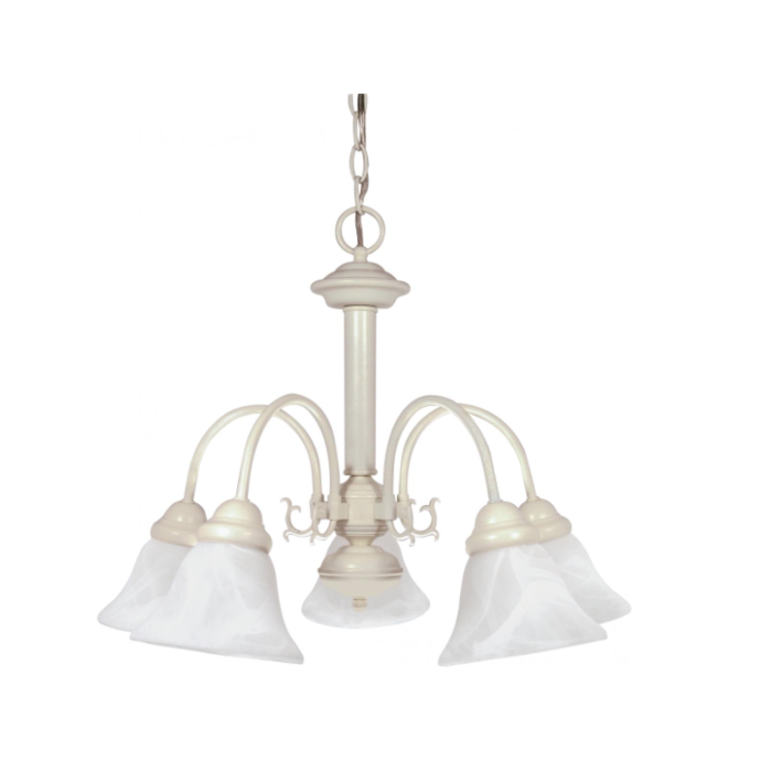 Nuvo 60-187 Ballerina - 5 Light Chandelier With Alabaster Glass - Textured White Finish