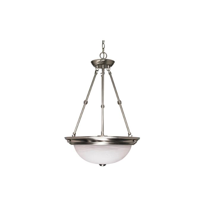 Nuvo 60-203 3 Light - 15" Pendant with Alabaster Glass - Brushed Nickel Finish