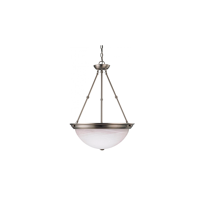 Nuvo 60-204 3 Light - 20" Pendant with Alabaster Glass - Brushed Nickel Finish
