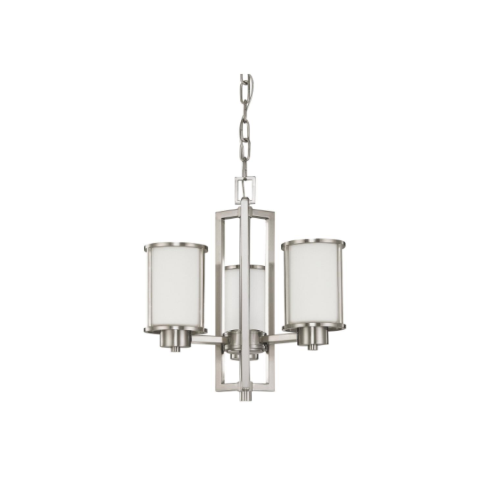 Nuvo 60-2851 Odeon - 3 Light (Convertible Up With Down) Chandelier With Satin White Glass - Brushed Nickel Finish