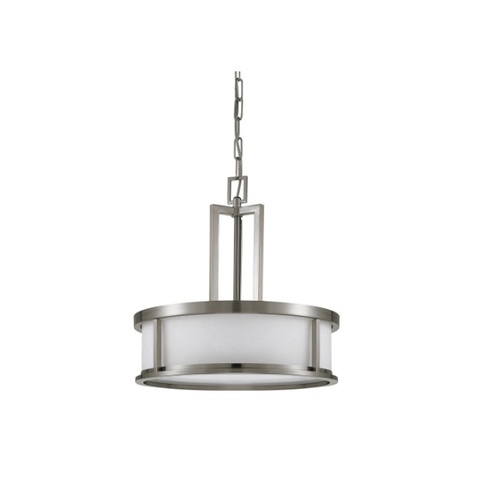 Nuvo 60-2857 Odeon - 4 Light Pendant with Satin White Glass - Brushed Nickel Finish