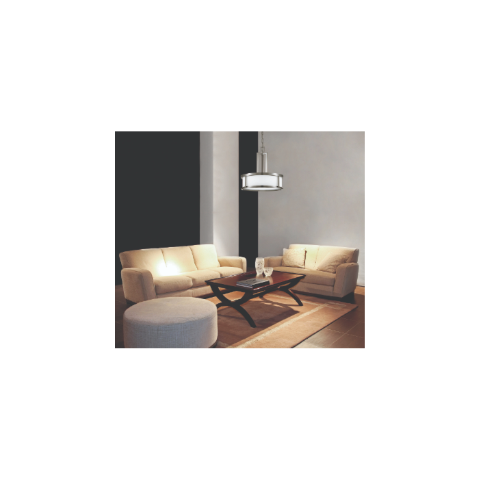 Nuvo 60-2857 Odeon - 4 Light Pendant with Satin White Glass - Brushed Nickel Finish