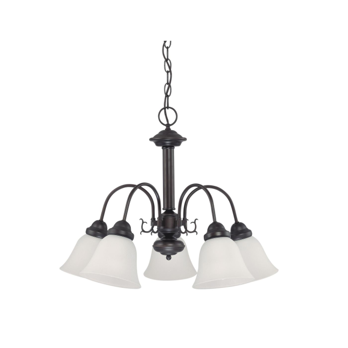 Nuvo 60-3141 Ballerina - 5 Light Chandelier With Frosted White Glass - Mahogany Bronze Finish