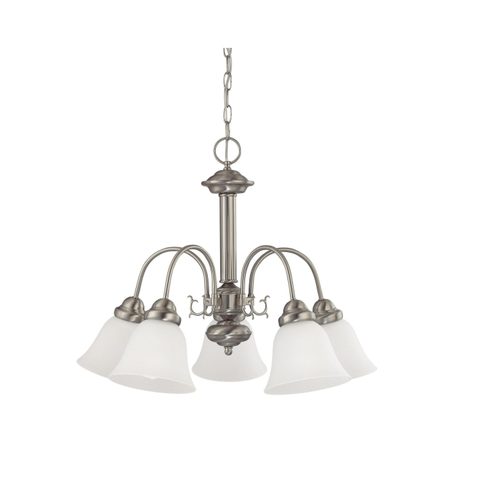 Nuvo 60-3240 Ballerina - 5 Light Chandelier With Frosted White Glass - Brushed Nickel Finish