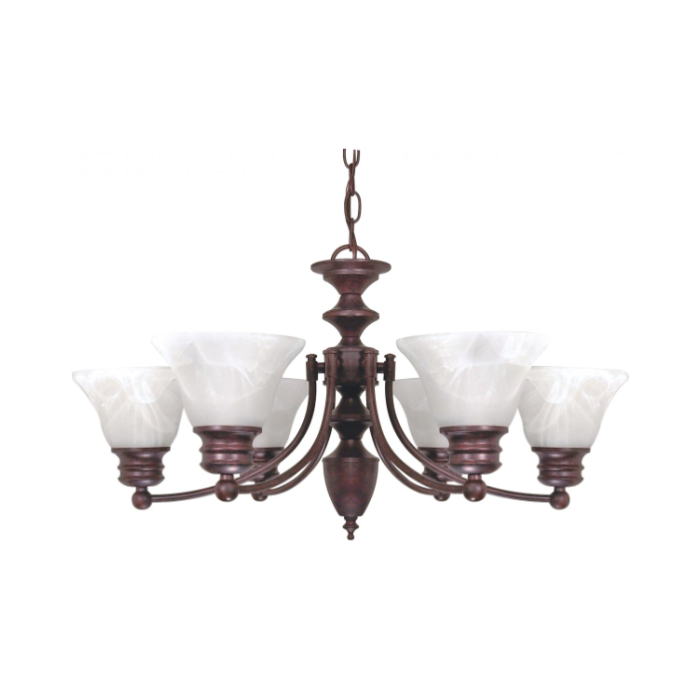 Nuvo 60-358 Empire - 6 Light Chandelier With Alabaster Glass - Old Bronze Finish