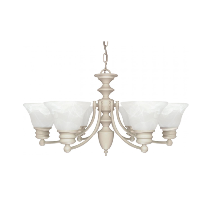 Nuvo 60-359 Empire - 6 Light Chandelier With Alabaster Glass - Textured White Finish