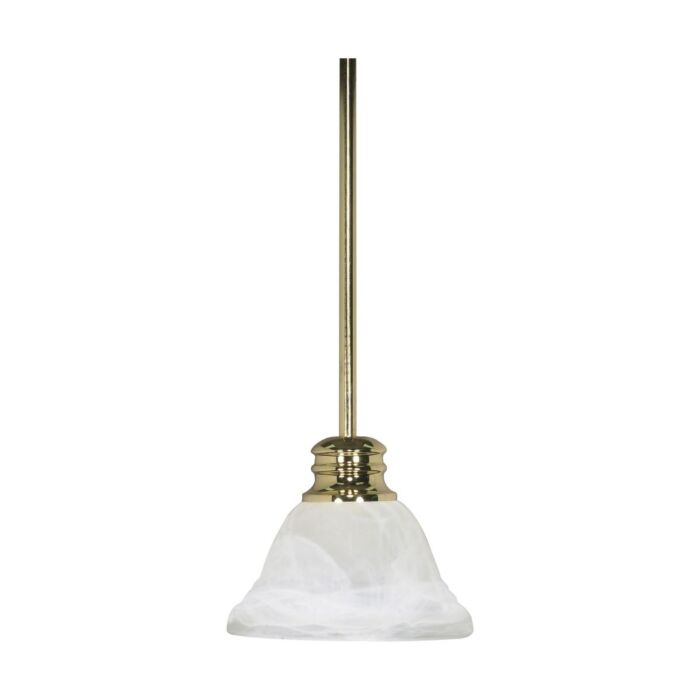 Nuvo 60-367 Empire - 1 Light 7" Mini Pendant with Alabaster Glass - Polished Brass Finish 