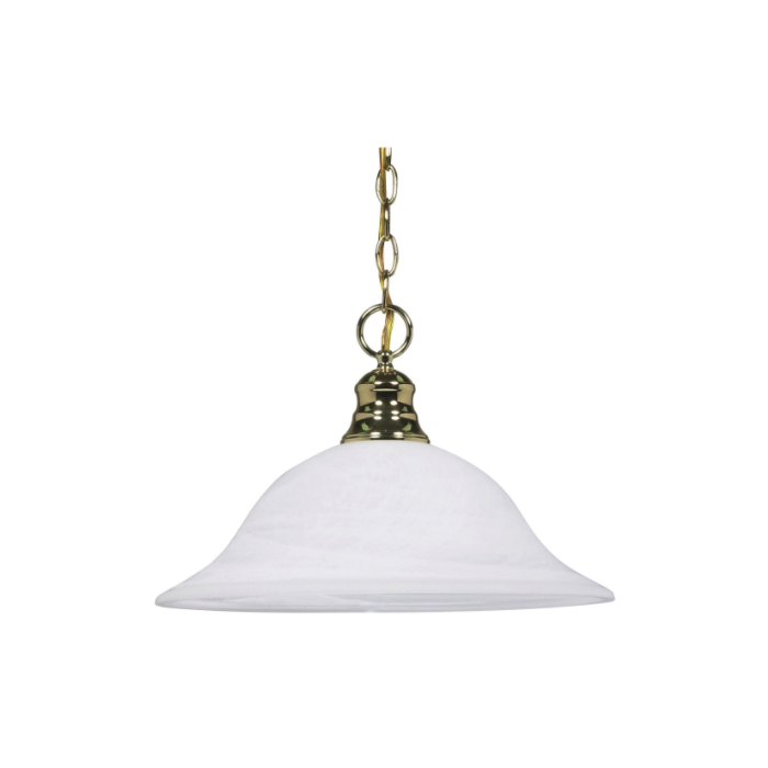 Nuvo 60-392 1 Light - 16" Pendant with Alabaster Glass - Polished Brass Finish