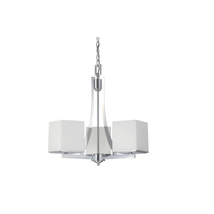 Nuvo 60-4085 Bento - 3 Light Chandelier With Satin White Glass - Polished Chrome Finish