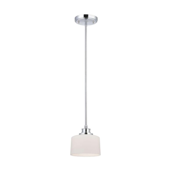 Nuvo 60-4588 Soho - 1 Light Mini Pendant Satin White Glass - Polished Chrome Finish 